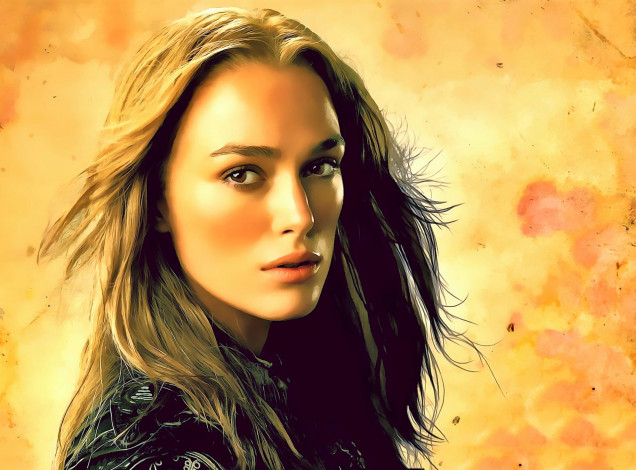 Обои картинки фото рисованное, люди, кира, найтли, лицо