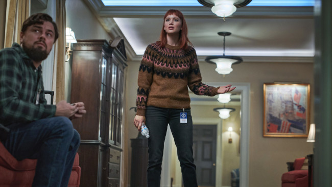 Обои картинки фото don`t look up ,  2021 , кино фильмы, don`t look up, не, смотрите, наверх, фантастика, драма, леонардо, дикаприо, дженнифер, лоуренс, jennifer, lawrence, комедия