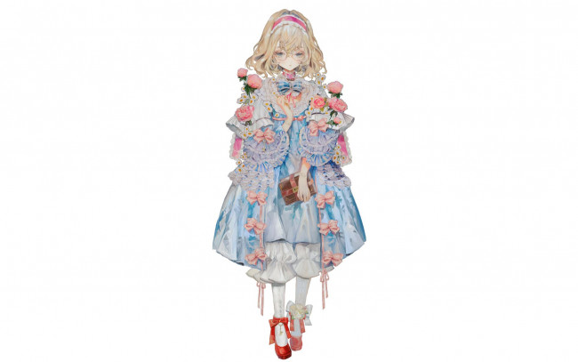 Обои картинки фото аниме, unknown,  другое , девочка, цветы, книга