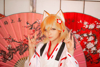 Картинка yameeka девушки -+креатив +косплей образ костюм ушки веера