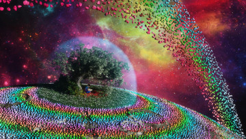 Картинка 3д+графика абстракция+ abstract ребенок дерево книга