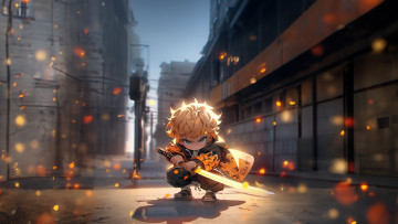 Картинка аниме demon+slayer +kimetsu+no+yaiba zenitsu agatsuma ии искусство искусственный интеллект