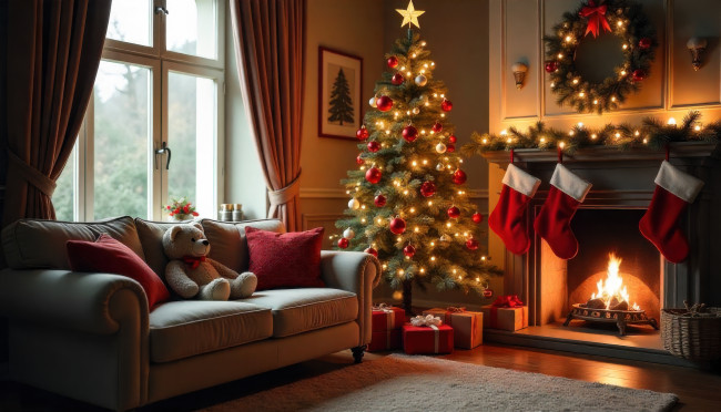 Обои картинки фото праздничные, новогодний очаг, новогодняя