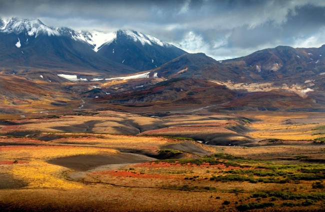 Обои картинки фото природа, горы, тучи, долина