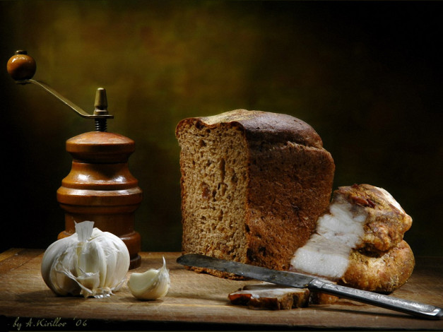 Обои картинки фото анатолий, кириллов, этюд, копченой, грудинкой, еда, натюрморт