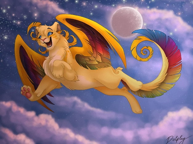 Обои картинки фото по, мотивам, king, lion, by, dolphy, рисованные, животные, сказочные, мифические