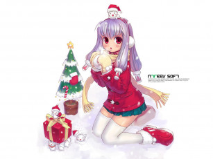 Картинка аниме merry chrismas winter