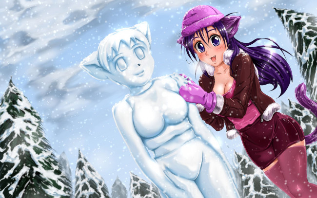 Обои картинки фото аниме, merry, chrismas, winter