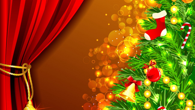 Обои картинки фото праздничные, векторная, графика, новый, год, праздник, расунок, украшения, елка