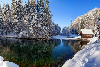 Картинка природа реки озера река снег отражение дом зима sky winter nature пейзаж white beautiful небо snow scenery landscape house river nice cool reflection