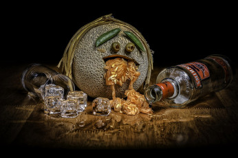 Картинка юмор+и+приколы кубики льда дыня стакан бутылка натюрморт водка