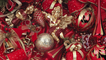 Картинка праздничные украшения игрушки шарики ангел фигурки колокольчики