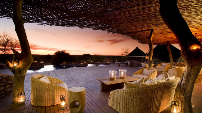 Обои картинки фото интерьер, веранды,  террасы,  балконы, вечер, закат, терраса, свечи