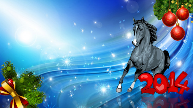 Обои картинки фото праздничные, векторная графика , новый год, лошадь