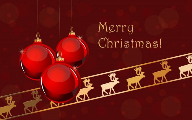 Обои картинки фото праздничные, векторная графика , новый год, олени, шары