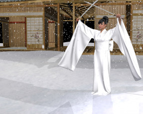 Картинка 3д+графика люди+ people девушка взгляд фон оружие