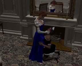 Картинка 3д+графика люди+ people зеркало комната фон взгляд девушки