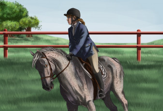 Картинка рисованное животные +лошади всадник лошадь