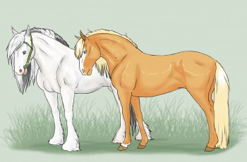 Картинка рисованное животные +лошади лошади