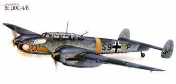 Картинка авиация 3д рисованые v-graphic bf-110 c-4 в бомбардировщик истребитель