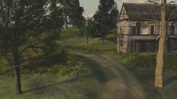 Картинка 3д+графика природа+ nature дорога природа деревья дом
