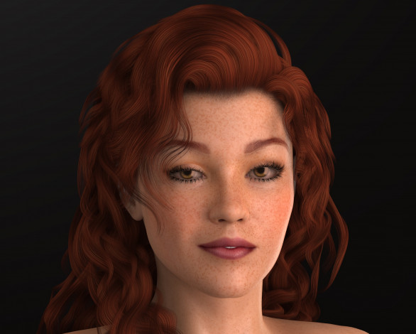 Обои картинки фото 3д графика, портрет , portraits, рыжая, девушка, фон, взгляд