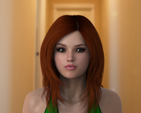 Обои картинки фото 3д графика, портрет , portraits, рыжая, фон, взгляд, девушка