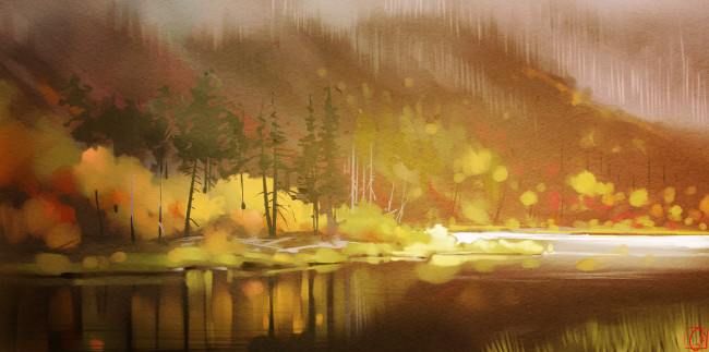 Обои картинки фото рисованное, природа, деревья, лес, рисунок