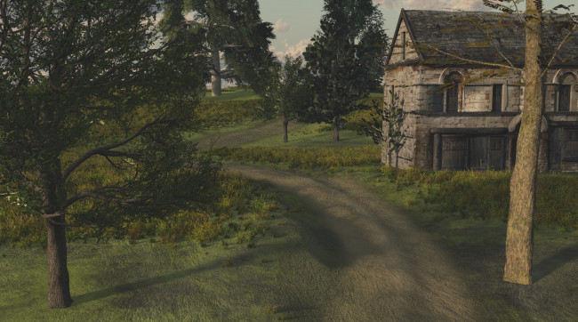 Обои картинки фото 3д графика, природа , nature, дорога, природа, деревья, дом