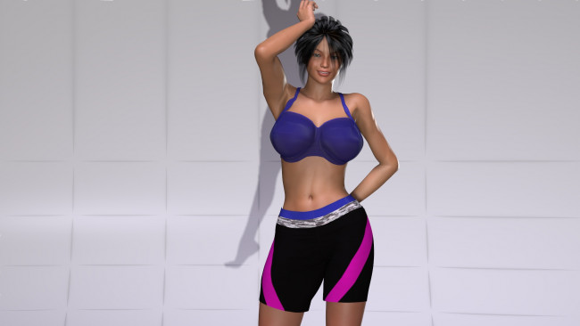 Обои картинки фото 3д графика, люди , people, улыбка, девушка, взгляд, фон