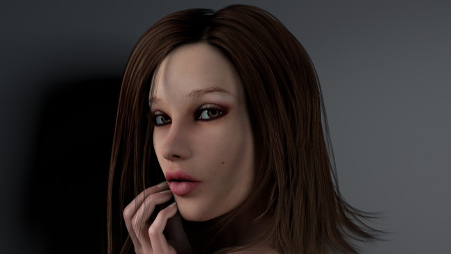 Обои картинки фото 3д графика, портрет , portraits, фон, взгляд, девушка