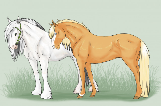Обои картинки фото рисованное, животные,  лошади, лошади