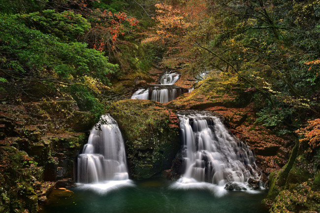 Обои картинки фото природа, водопады, водопад, река, лес