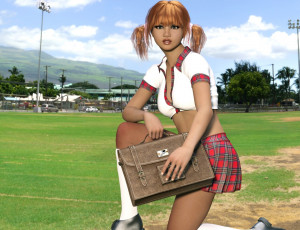 Картинка 3д+графика люди+ people девушка фон школьница взгляд