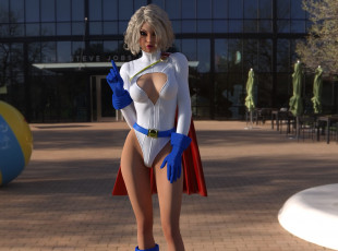 Картинка 3д+графика люди+ people девушка фон супермен взгляд