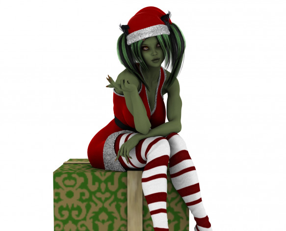 Обои картинки фото 3д графика, праздники , holidays, подарок, шляпа, халк, взгляд, фон