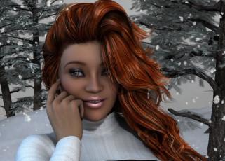 Картинка 3д+графика портрет+ portraits фон девушка взгляд