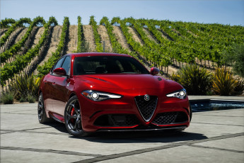 Картинка автомобили alfa+romeo виноградник красный giulia alfa-romeo