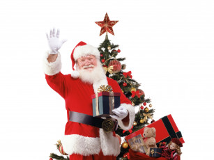 Картинка праздничные дед+мороз +санта+клаус фон новый год праздник