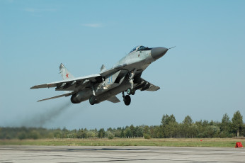 Картинка миг-+29 авиация боевые+самолёты миг- 29 взлёт истребитель самолёт