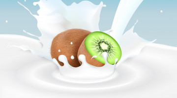 Картинка векторная+графика еда+ food молоко киви фон