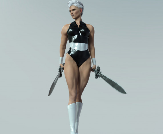 Обои картинки фото 3д графика, фантазия , fantasy, взгляд, оружие, фон, девушка