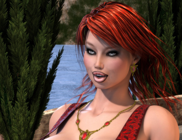 Обои картинки фото 3д графика, портрет , portraits, девушка, взгляд, фон