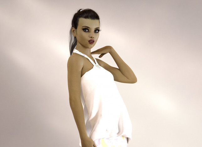 Обои картинки фото 3д графика, люди , people, девушка, взгляд, фон