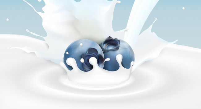 Обои картинки фото векторная графика, еда , food, черника, молоко, фон, ягода