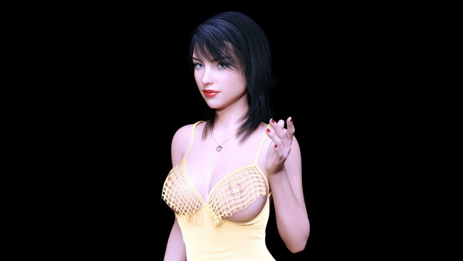 Обои картинки фото 3д графика, люди , people, взгляд, девушка, фон