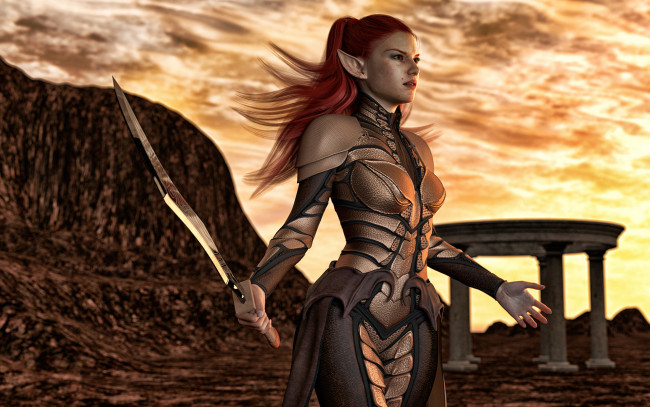 Обои картинки фото 3д графика, эльфы , elves, фон, взгляд, эльфийка