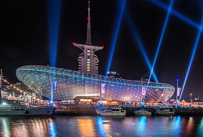 Обои картинки фото bremerhaven, города, - огни ночного города, простор