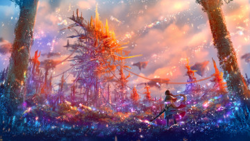 Картинка аниме магия +колдовство +halloween фэнтези девушка