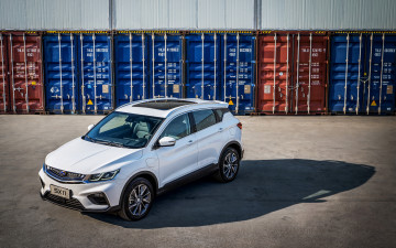 Картинка 2020+geely+binyue+phev автомобили geely bin yue phev 4k кроссовер белый электромобиль китайские